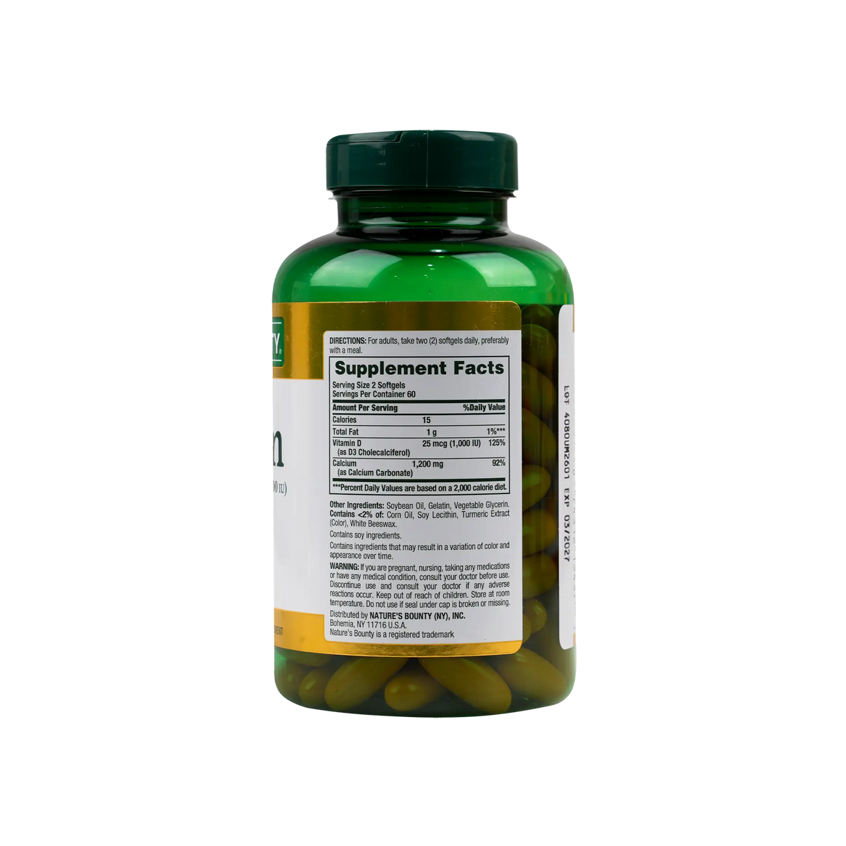54051-Natures Bounty Calcium 1200mg Plus 25mcg Vit D3 120 Softgels +1