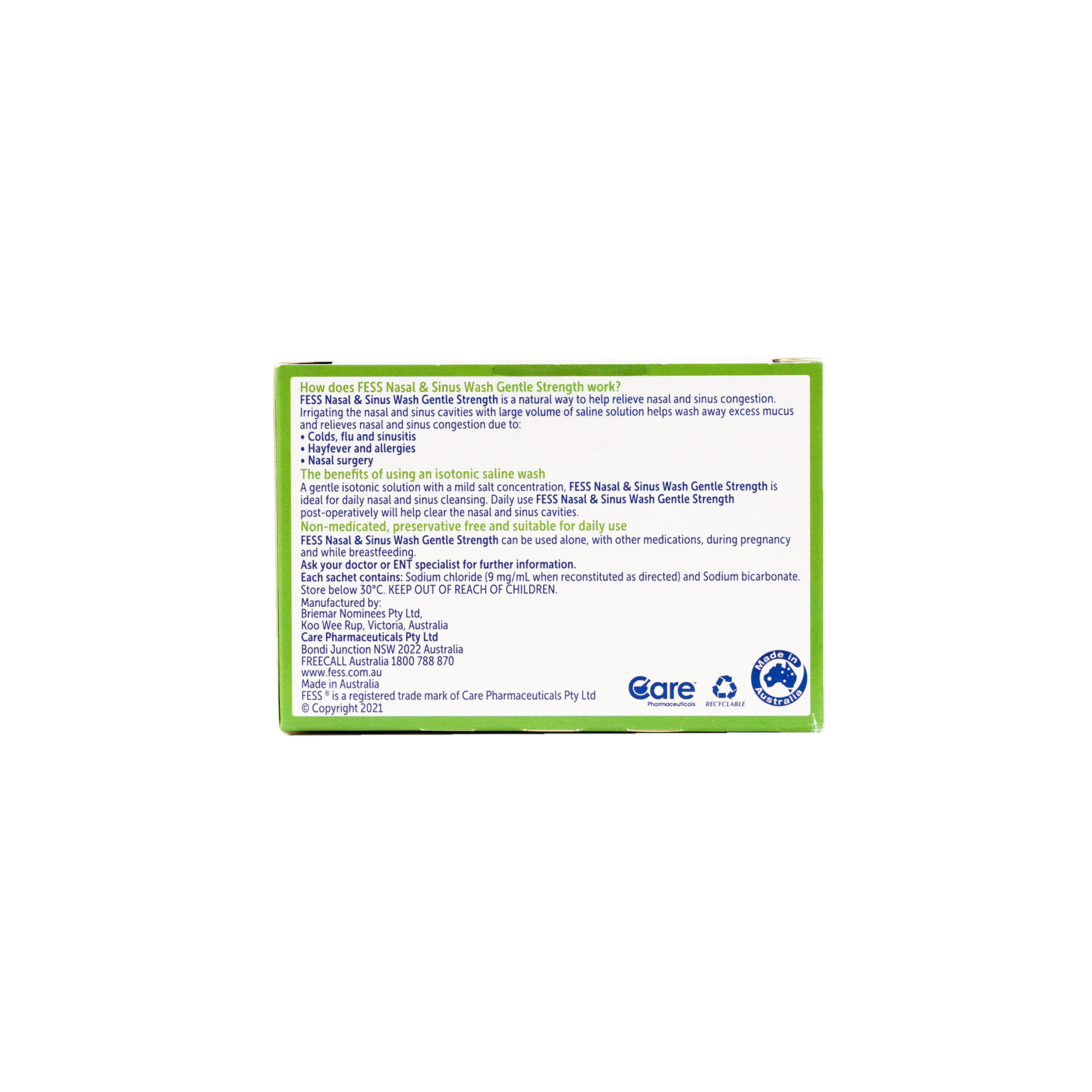 Fess Nasal & Sinus Saline Wash Refill 100 Sachets