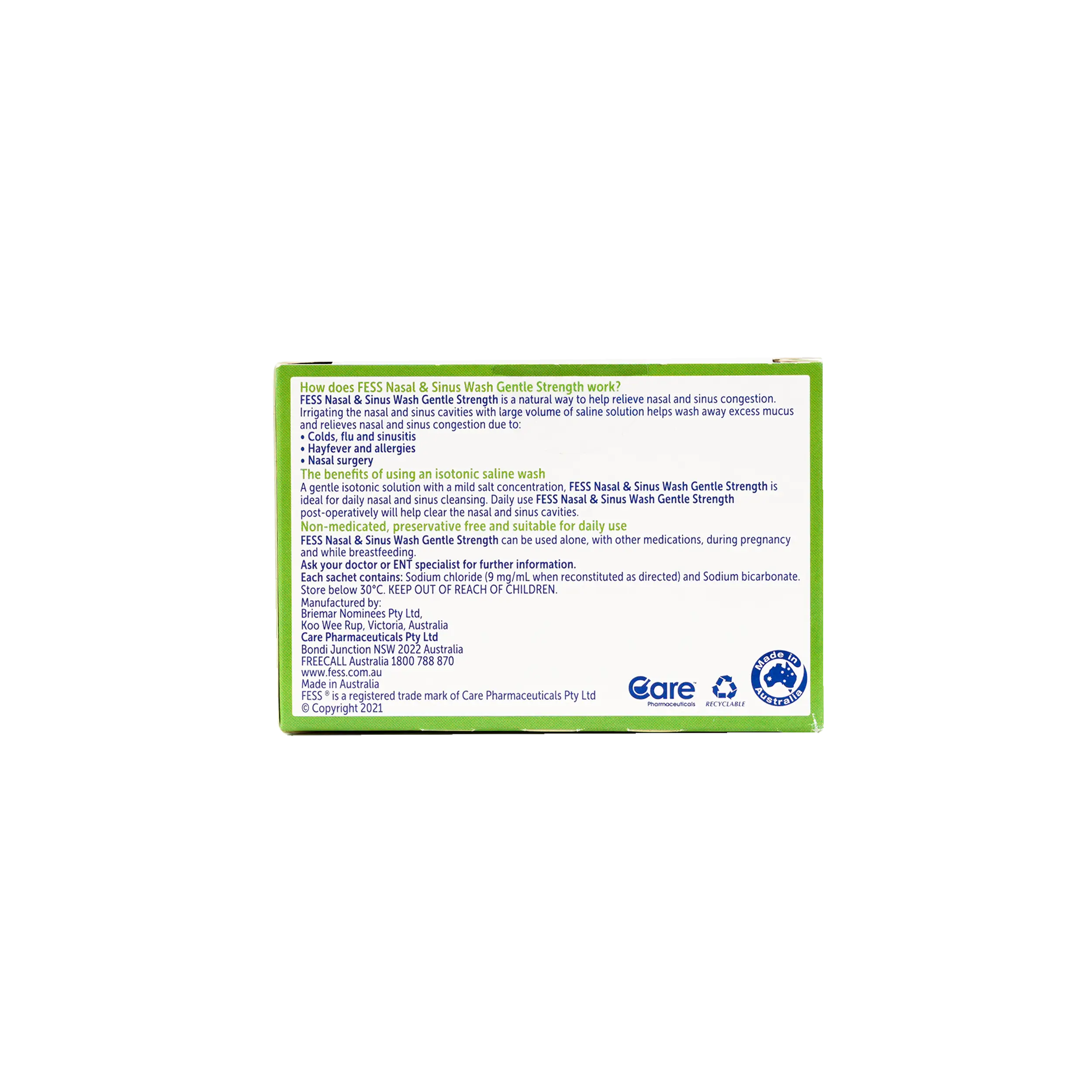 Fess Nasal & Sinus Saline Wash Refill 100 Sachets