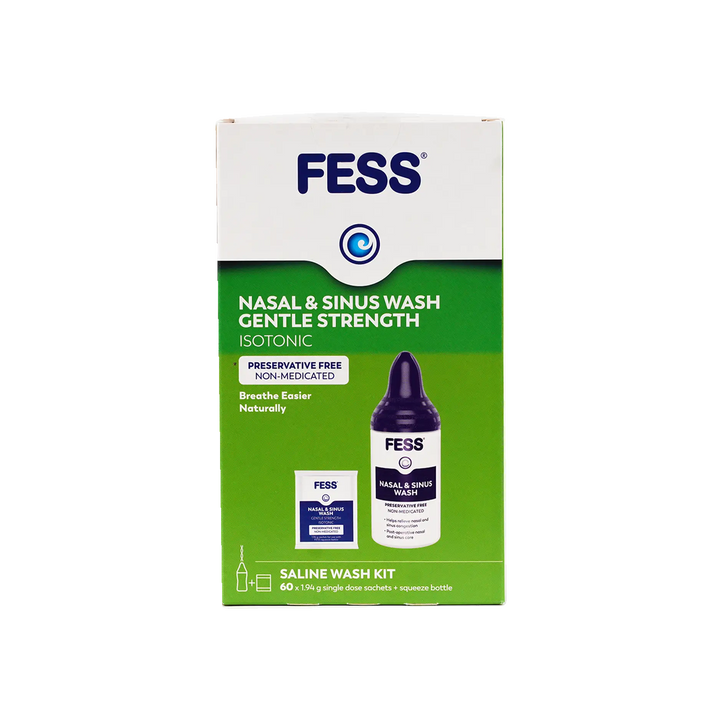 54066-Fess Nasal &amp; Sinus Saline Wash Kit 60 Sachets+Squeeze Bottle +3
