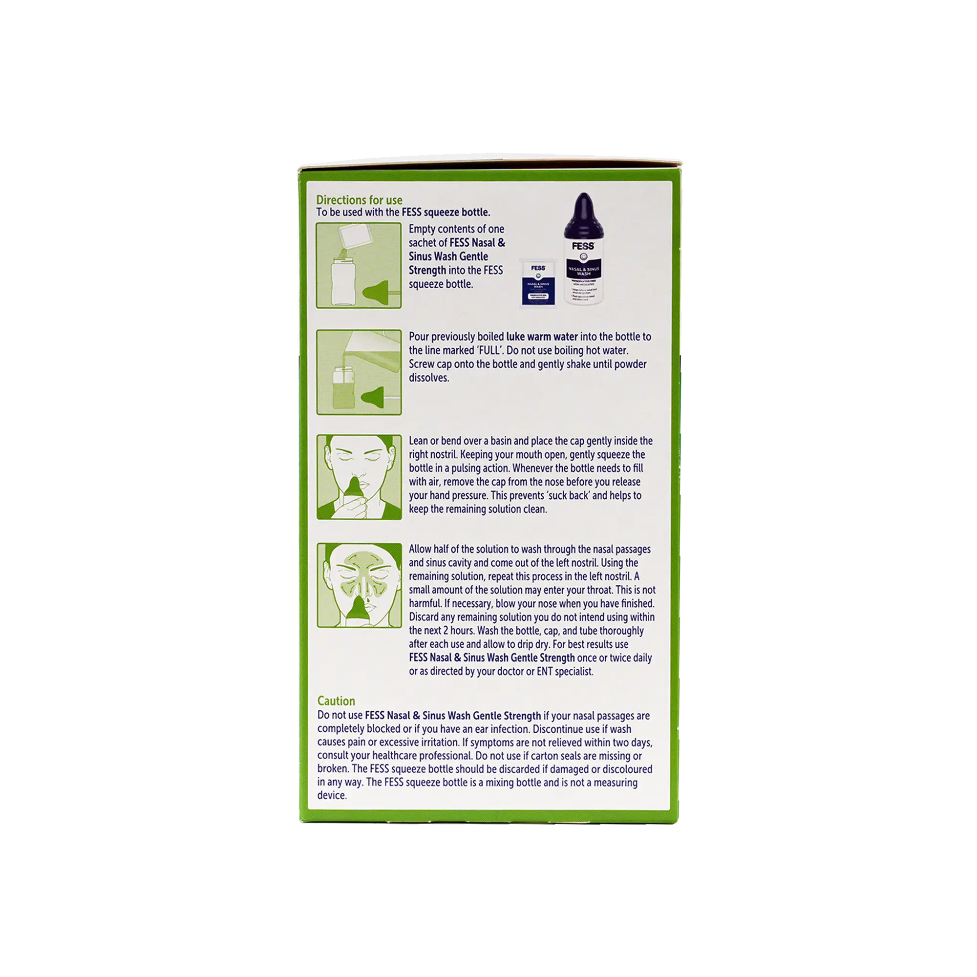 Fess Nasal & Sinus Saline Wash Kit 60 Sachets+Squeeze Bottle