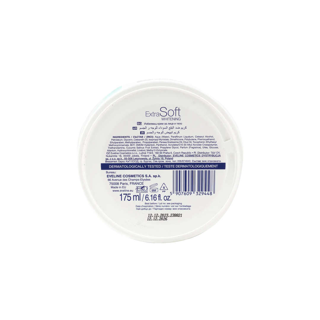 54108-Eveline Extra Soft Whitening Face &amp; Body Cr 175ml +3