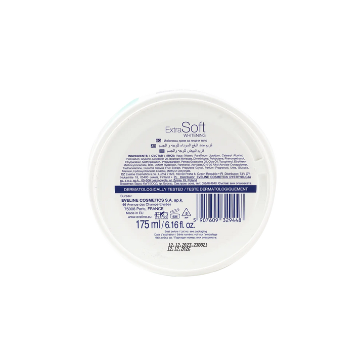 54108-Eveline Extra Soft Whitening Face &amp; Body Cr 175ml +3
