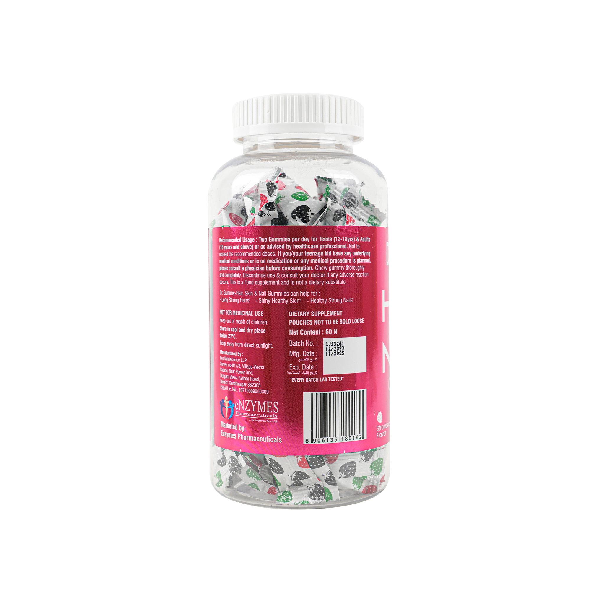 DR.Gummy Hair Skin Nails 60 Gummies-Strawberry