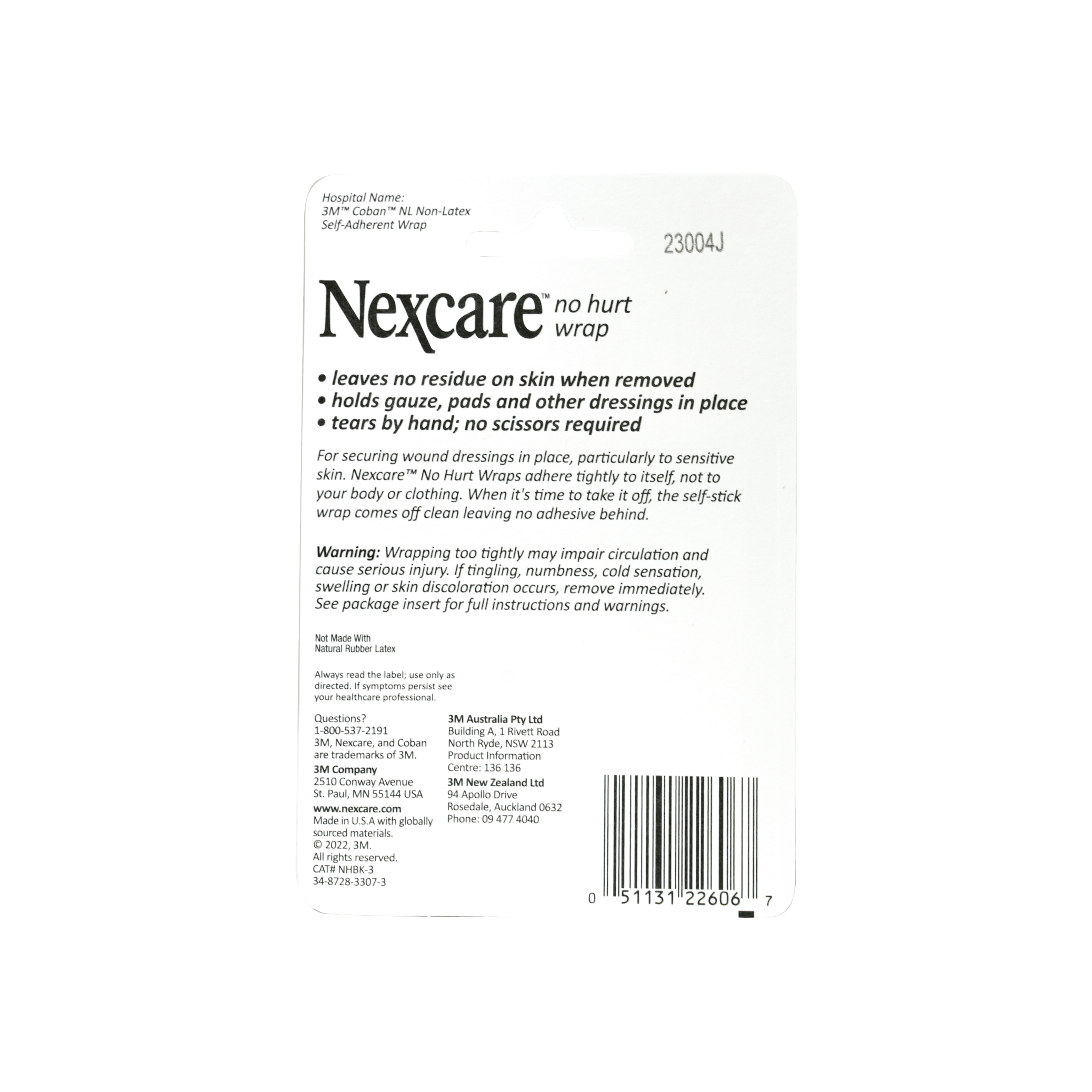 Nexcare No Hurt Wrap 7.62cmx2m - Black