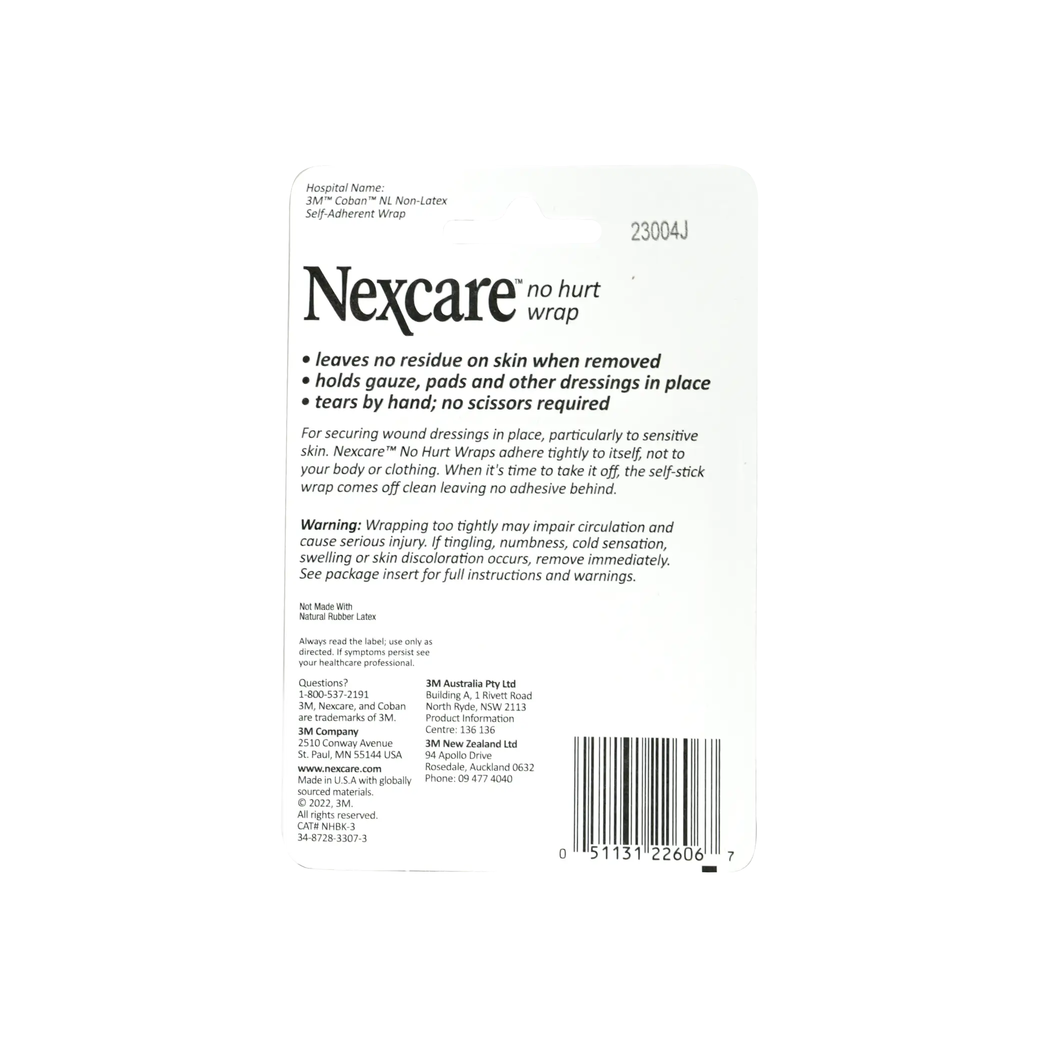 Nexcare No Hurt Wrap 7.62cmx2m - Black