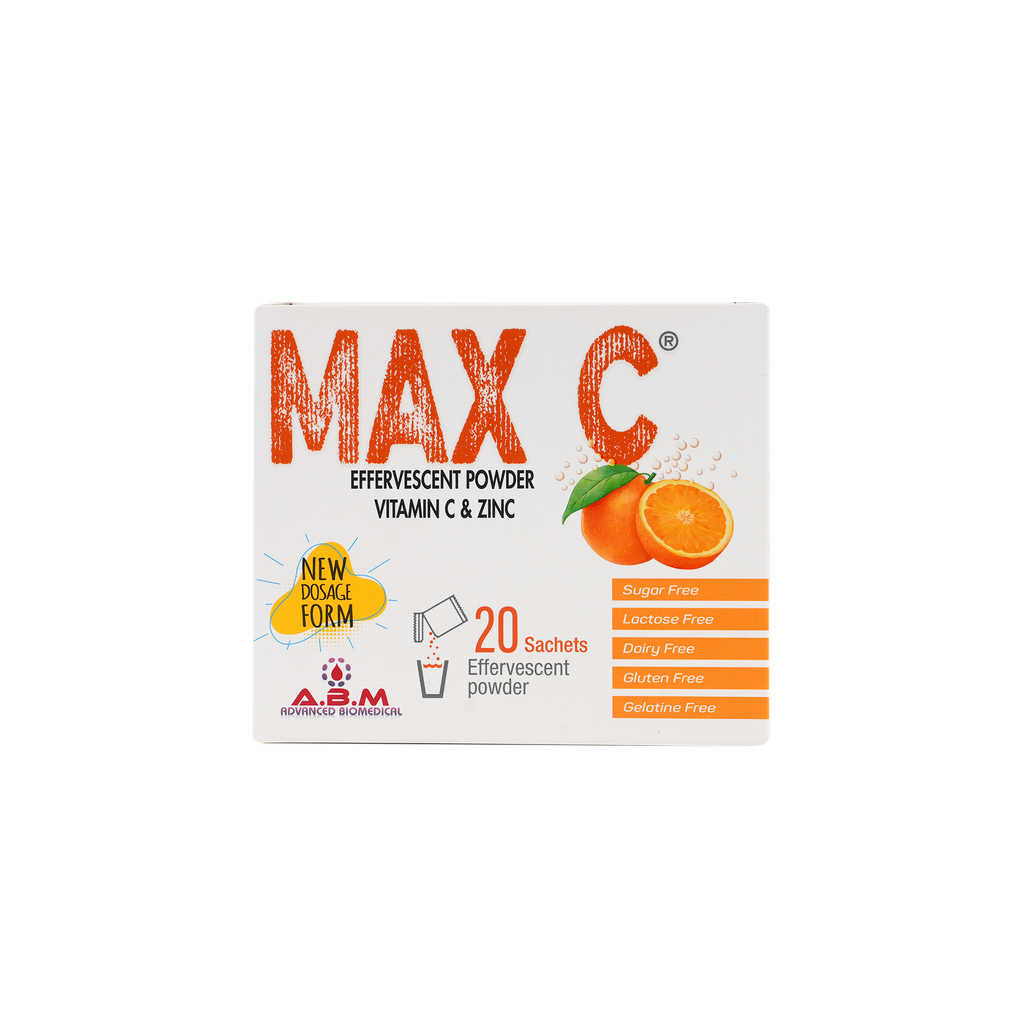 Max C Effervescent Powder Vitamin C & Zinc 20 Sachets