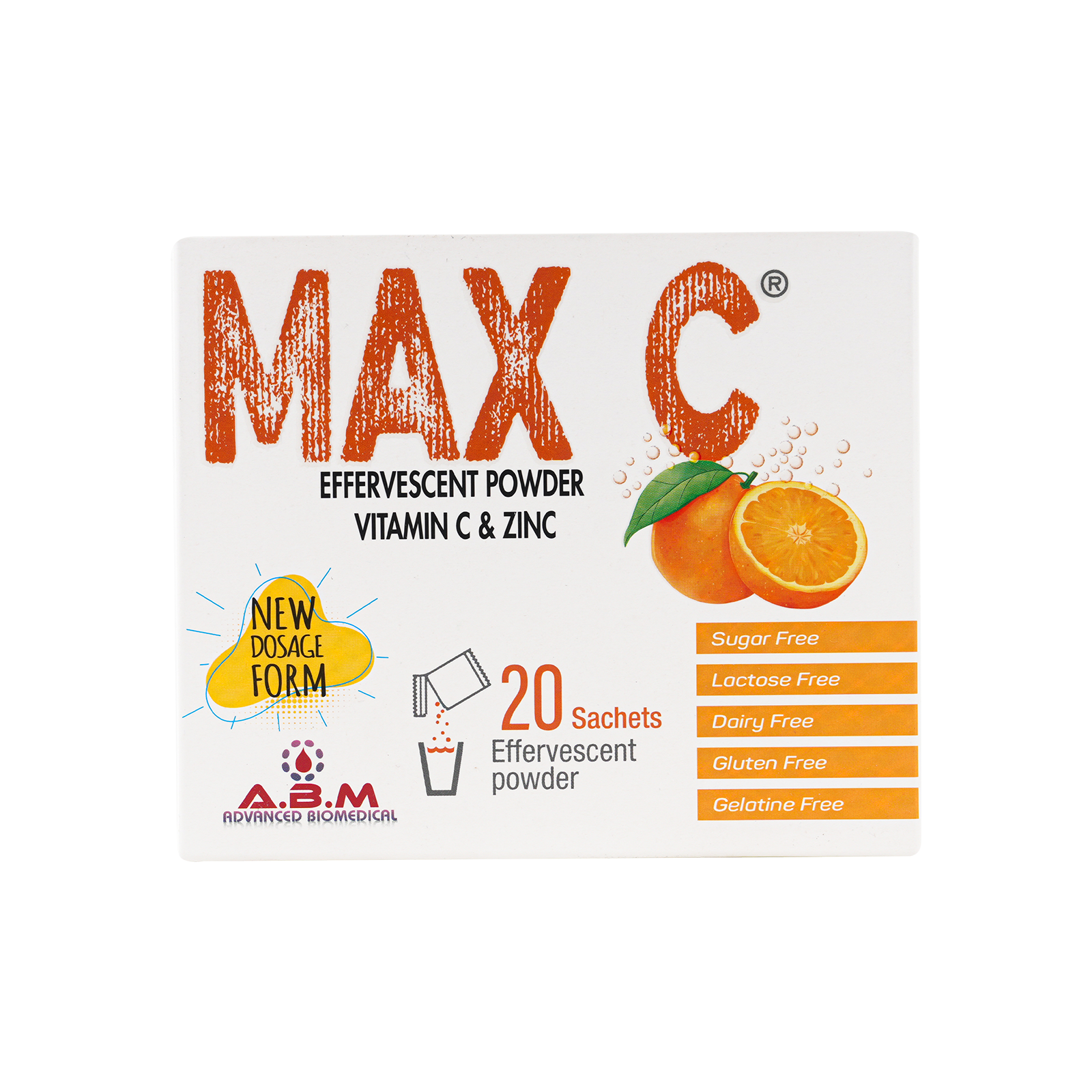 Max C Effervescent Powder Vitamin C & Zinc 20 Sachets