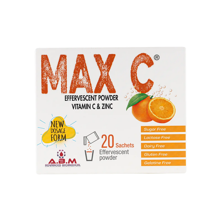 54186-Max C Effervescent Powder Vitamin C &amp; Zinc 20 Sachets