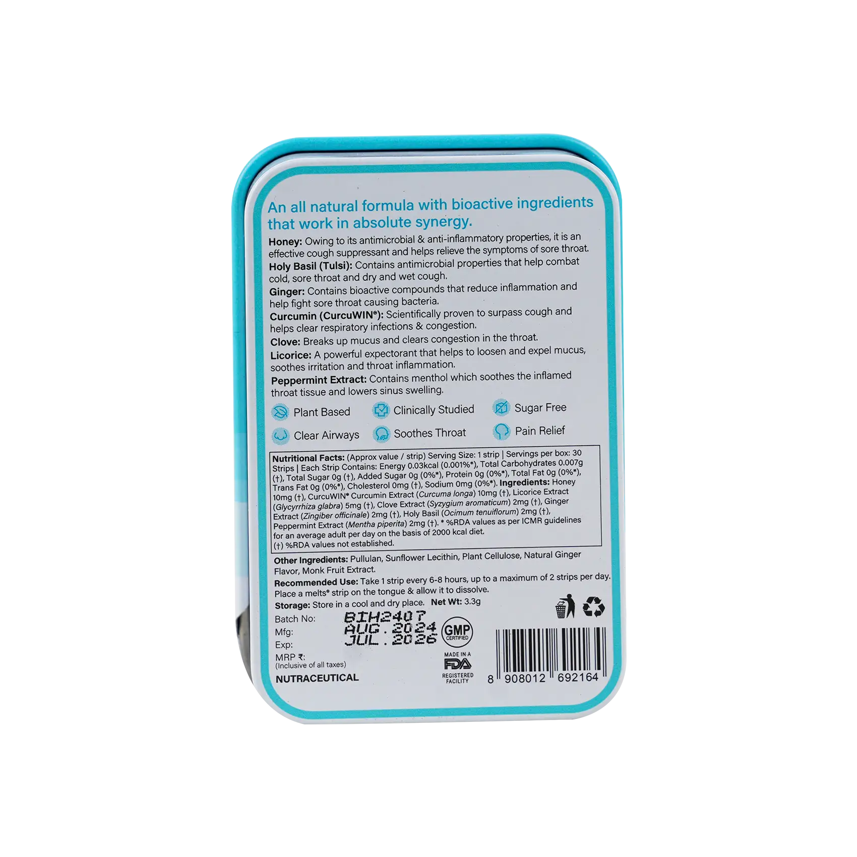 Well Being Melts Into Throat Relief 30 Strips