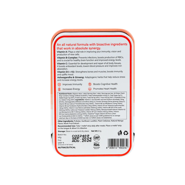 54207-Wellbeing Melts Into Multi Vitamins 30 Strips +4