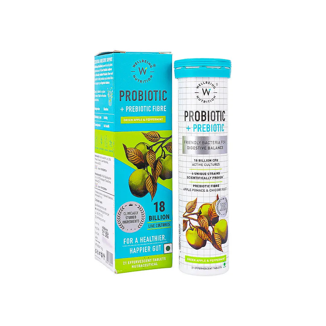 Wellbeing Probiotic+Prebiotic Fiber 21 Effervescent Tablets +1