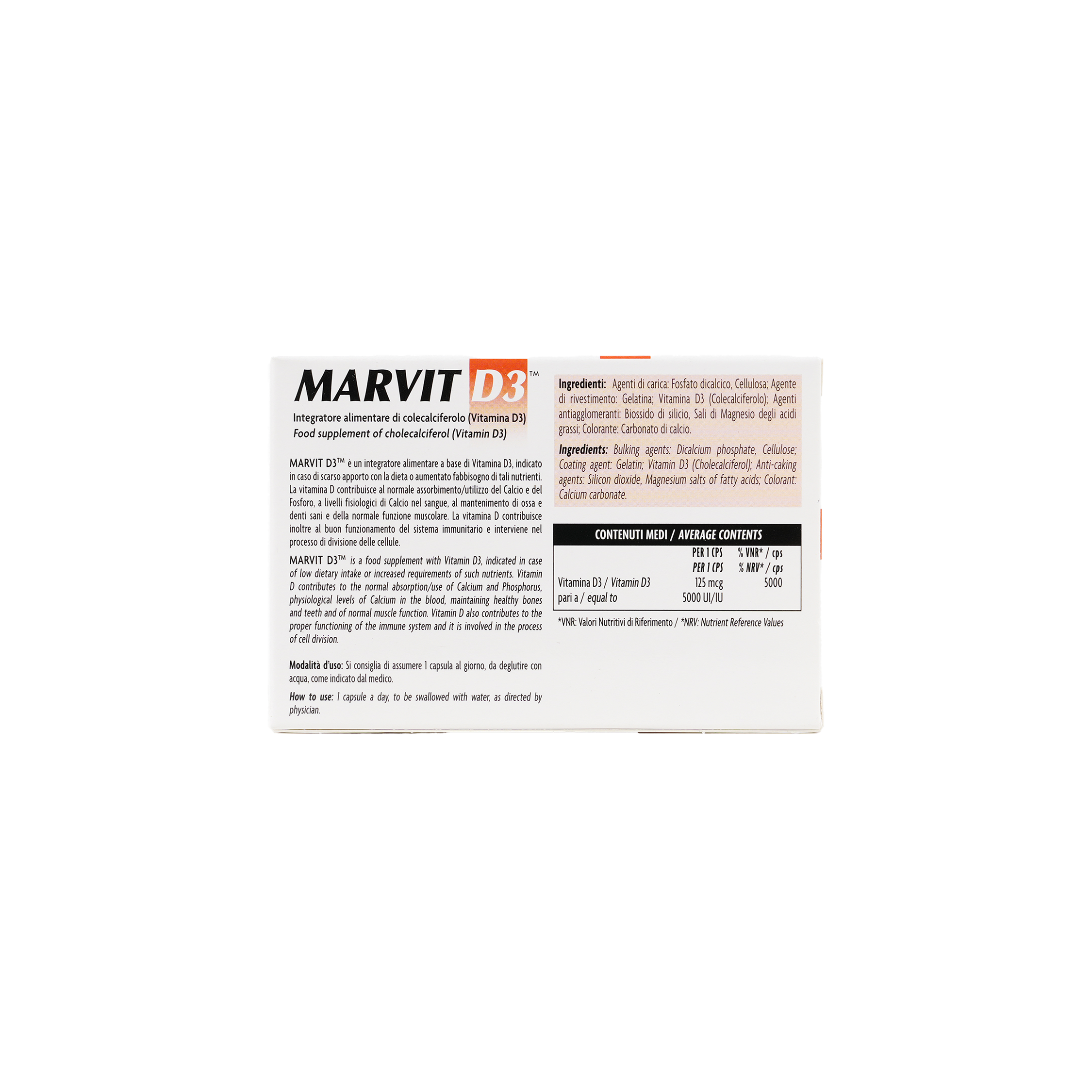 Marvit Vitamin D3 5000ui/iu 60Capsules