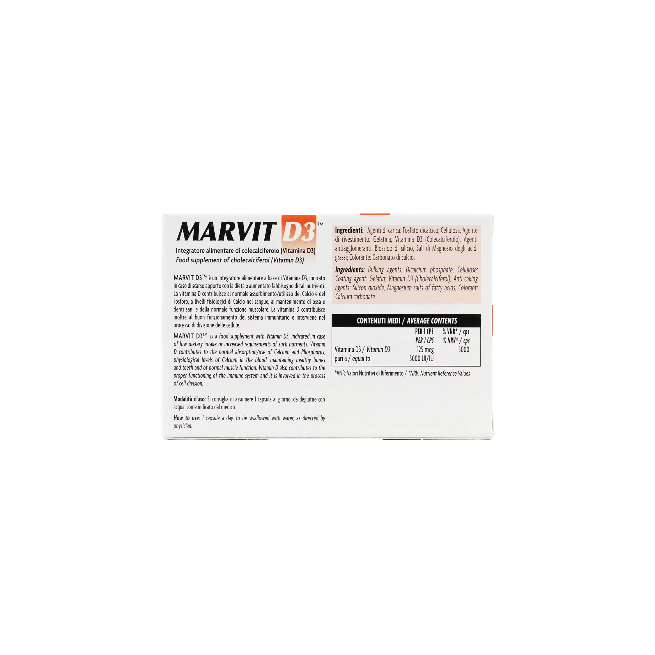 Marvit Vitamin D3 5000ui/iu 60Capsules