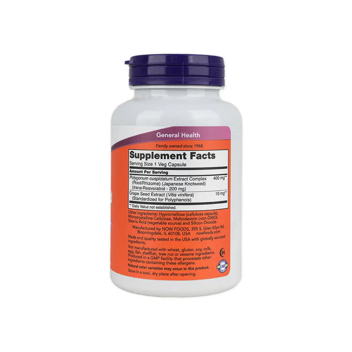 54334-NOW Resveratrol 200mg 120 Veg Capsules +1