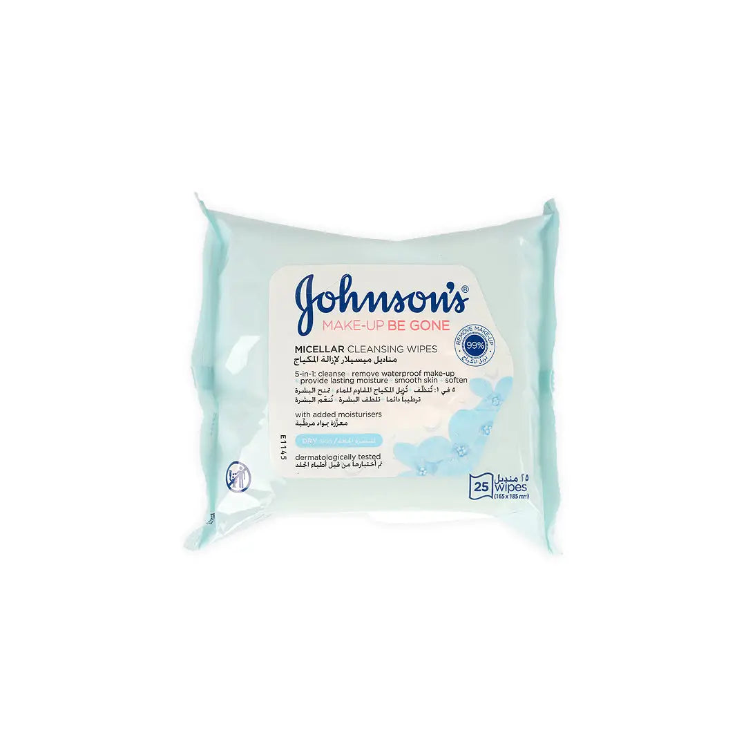 54344-Johnson's Makeup Be Gone Micellar Cleansing 25Wipes-Dry Skin