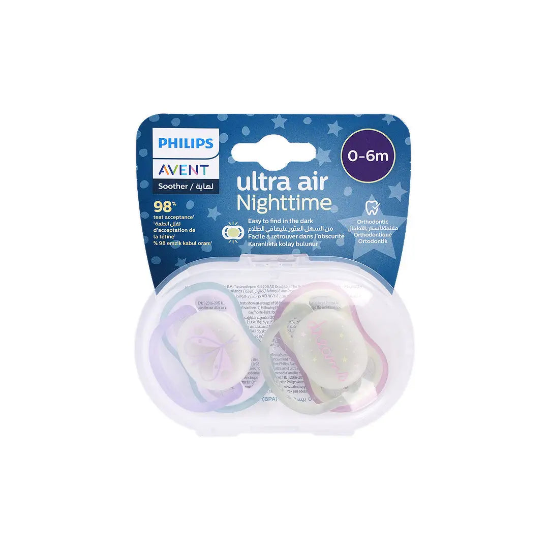 54601-Avent Ultra Air Soother Night 0-6m 2Pcs-F0376/19(PA259)-7503