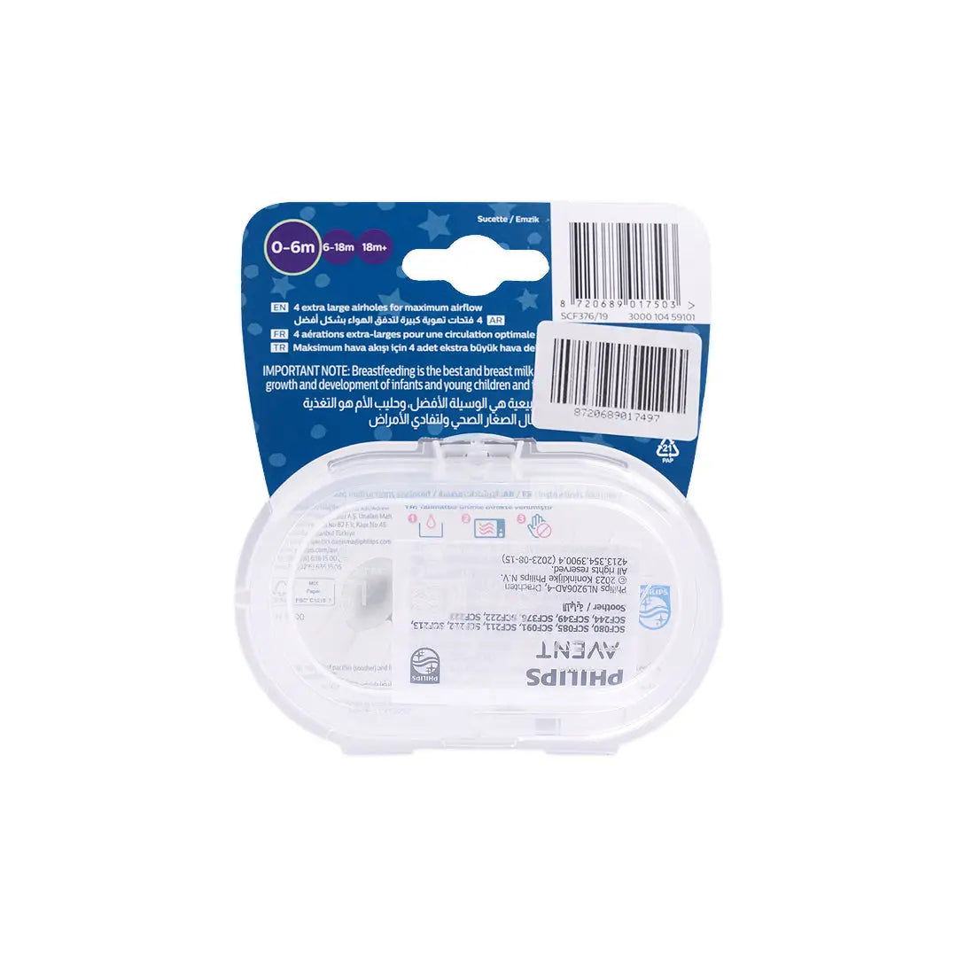 54601-Avent Ultra Air Soother Night 0-6m 2Pcs-F0376/19(PA259)-7503 +3
