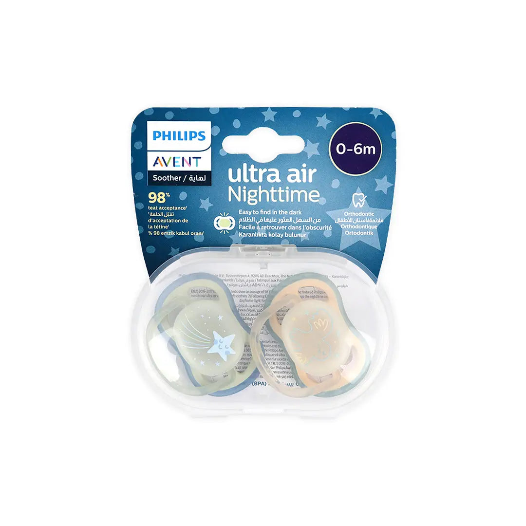 54602-Avent Ultra Air Soother Night 0-6m 2Pcs-F0376/18(PA257)-7497