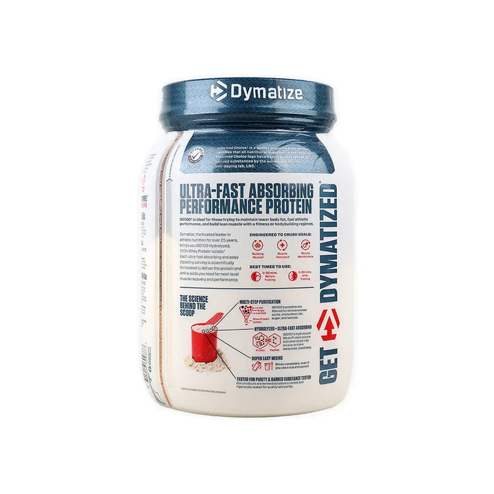 54636-Dymatize Iso100 Hydrolyzed Protein Powder 610g - Strawberry +1