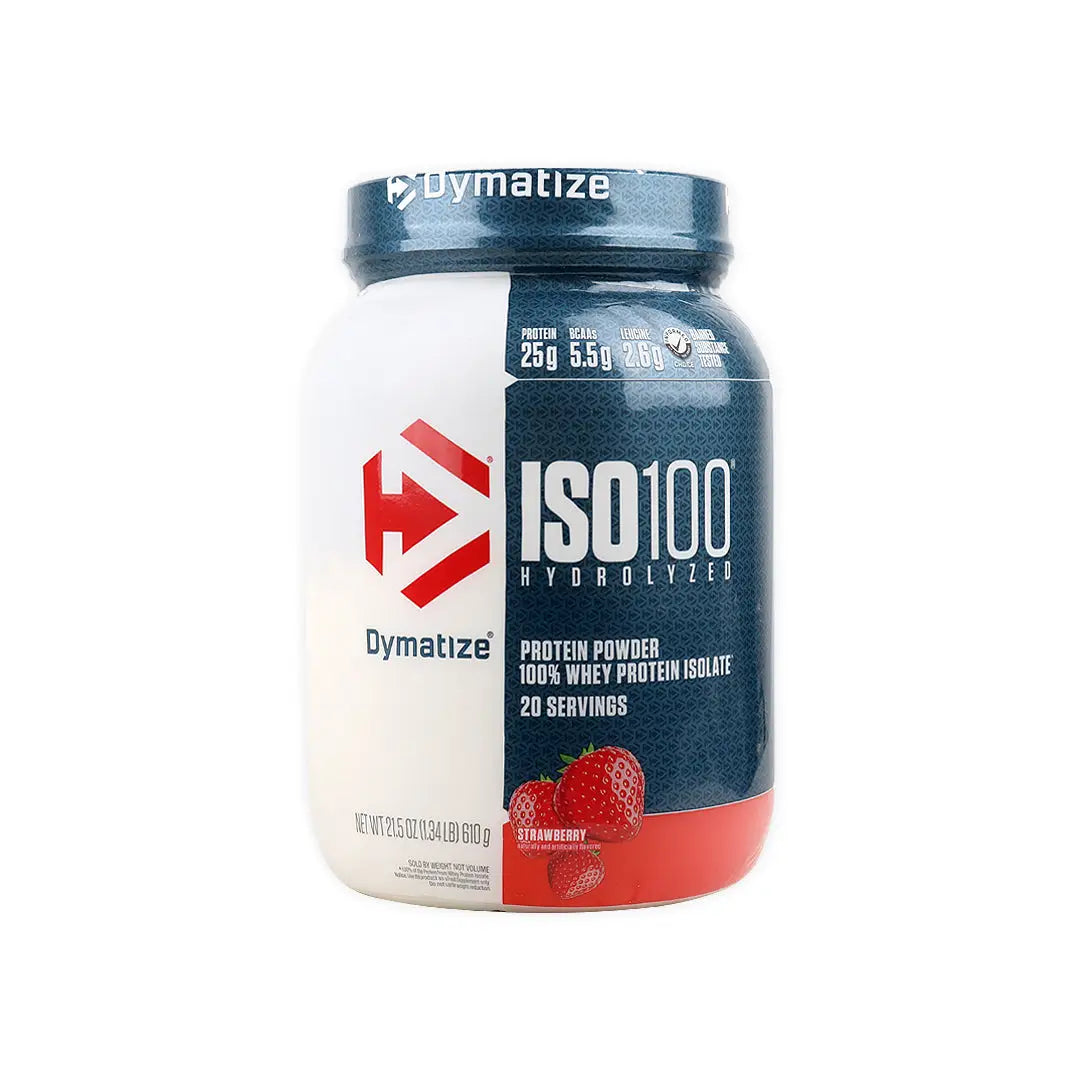 54636-Dymatize Iso100 Hydrolyzed Protein Powder 610g - Strawberry