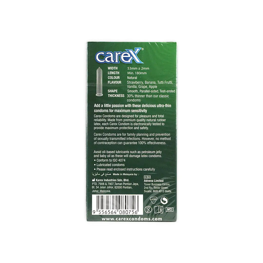 54714-Carex Zero Thin Condoms Flavoured 12pcs +3