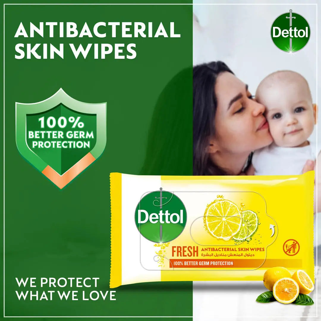 Dettol Fresh Antibacterial Skin Wipes, 40