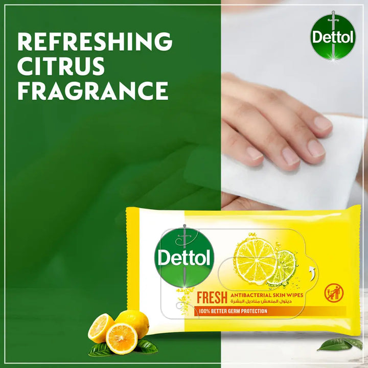 54774-Dettol Antibacterial Skin Wipes 40Pcs-Fresh +3