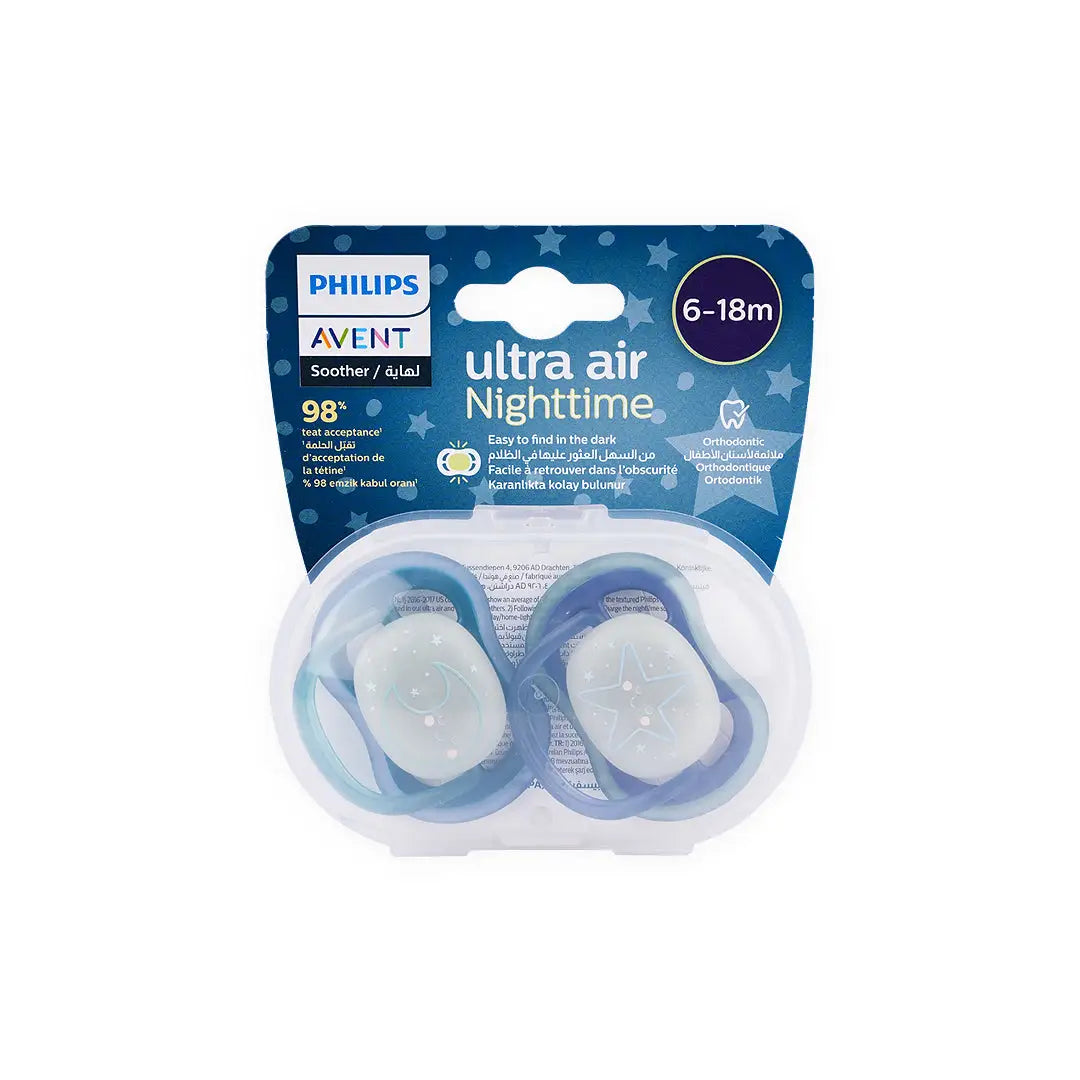 Avent Ultra Air Soother Glow 6-18m 2Pcs Boy-6490