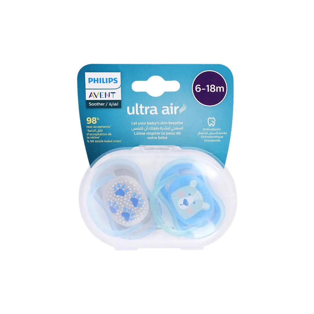 54911-Avent Ultra Air Soother 6-18m 2Pcs-Scf085/06 (PA256)
