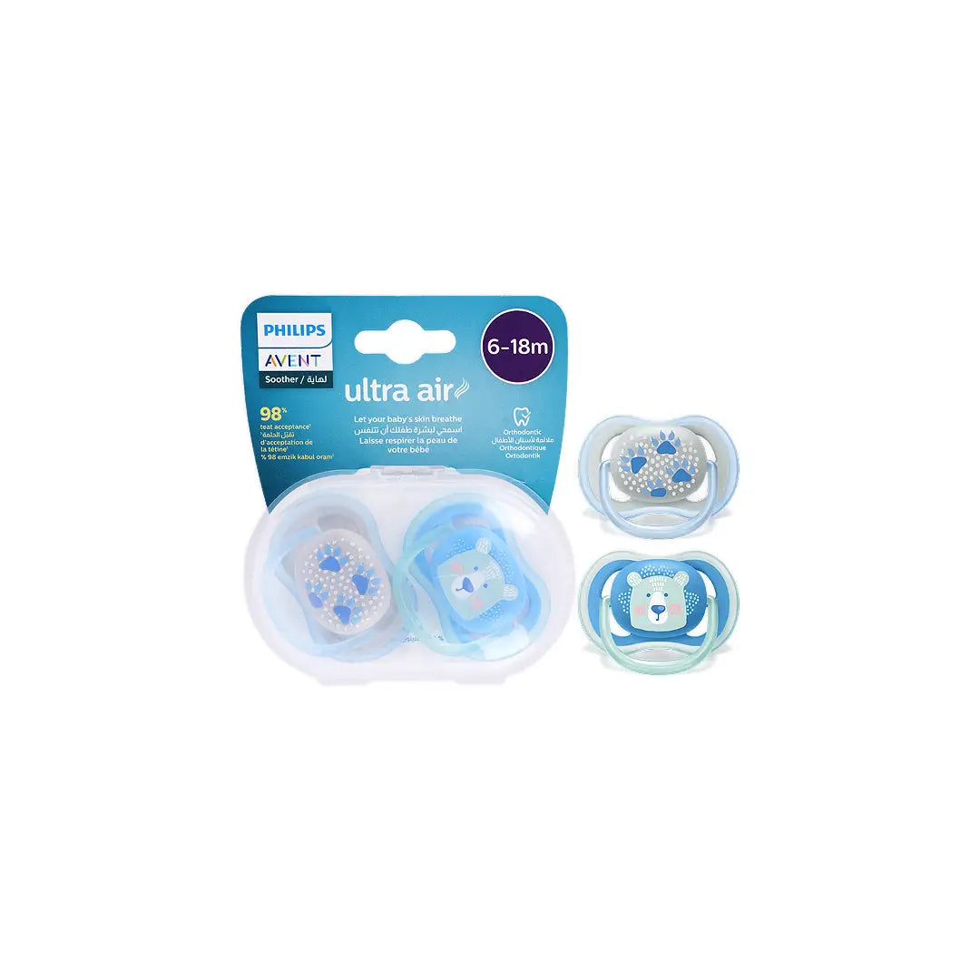 54911-Avent Ultra Air Soother 6-18m 2Pcs-Scf085/06 (PA256) +2
