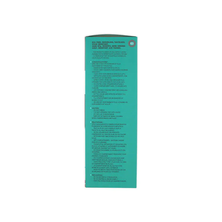 54918-Pharmazone Pill &amp; Vitamin Organizer Water Bottle 600ml-Green +7