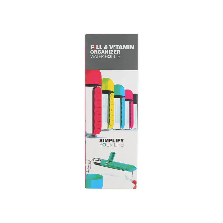 55248-Pharmazone Pill &amp; Vitamin Organizer Water Bottle 600ml-Pink +4