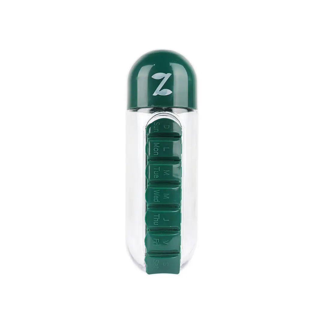 54918-Pharmazone Pill & Vitamin Organizer Water Bottle 600ml-Green