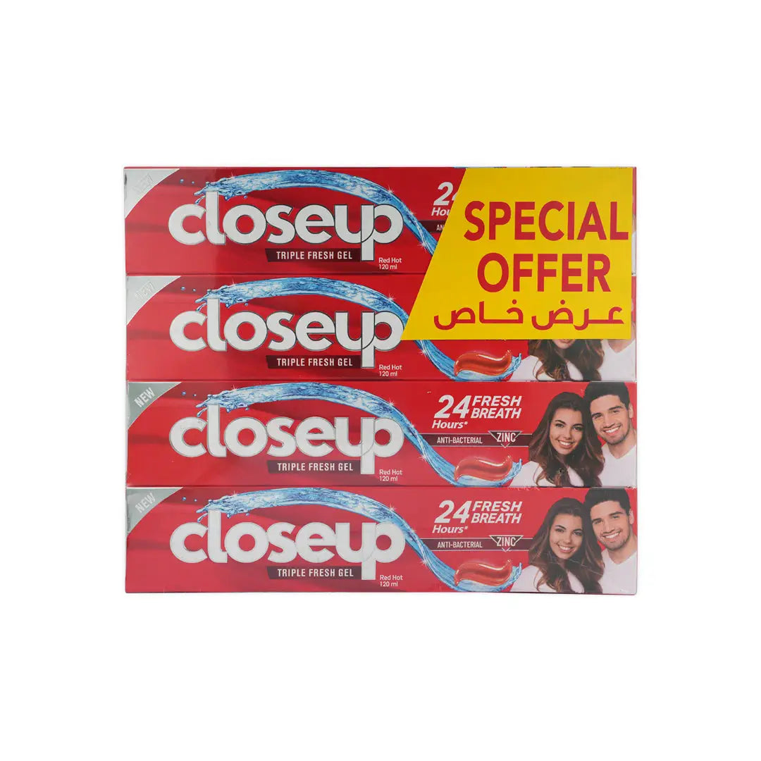 55017-Closeup 24H Fresh Breath Red Hot Toothpaste 4x120ml-Offer