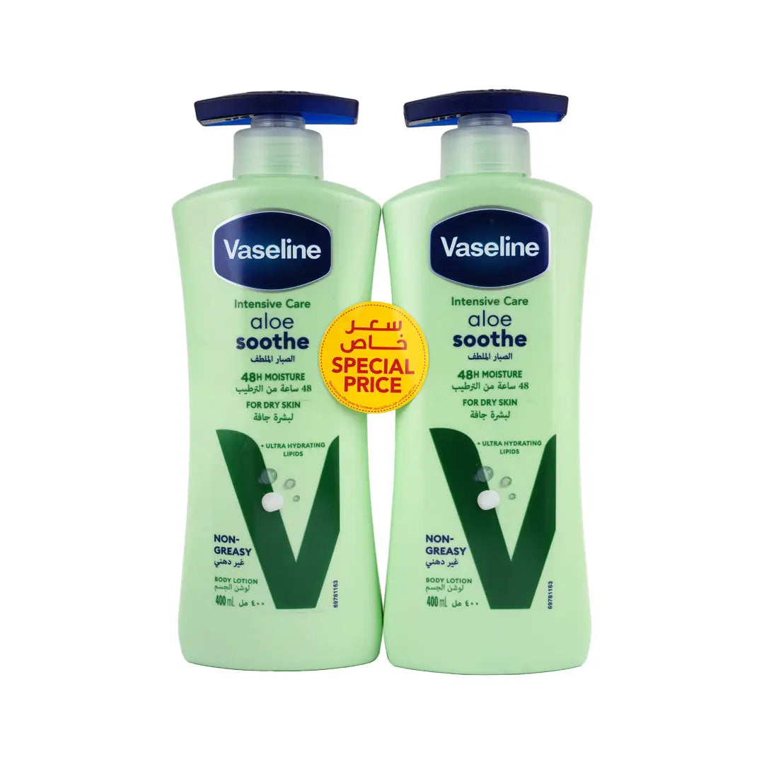 55023-Vaseline Aloe Soothe Body Lotion 2X400ml