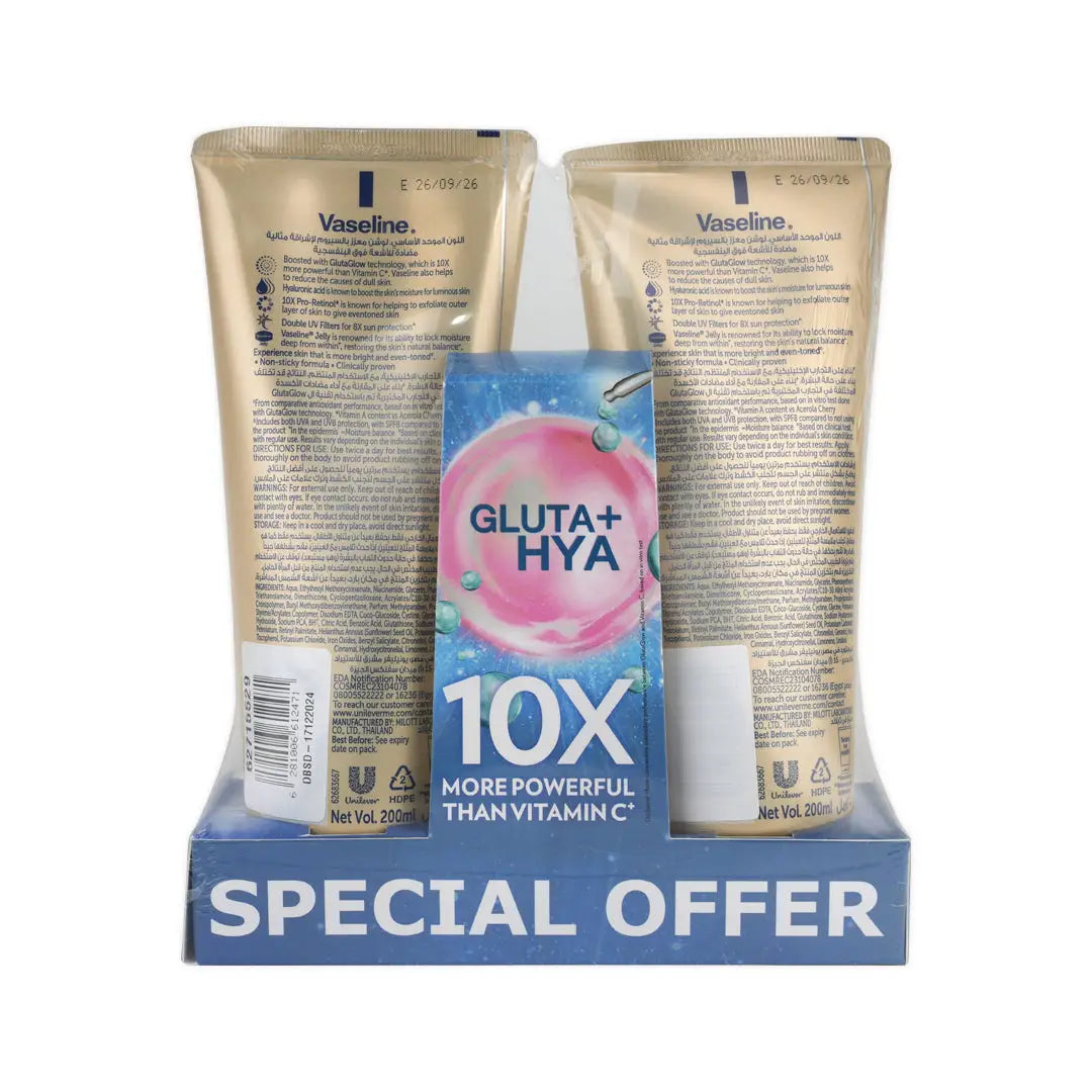 55031-Vaseline Gluta-Hya UV Lotion 2X200ml-Flawless Glow +1