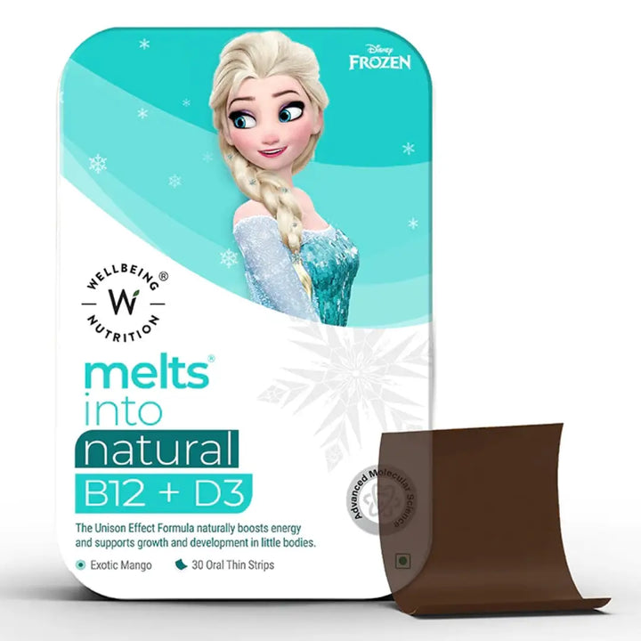 55044-Wellbeing Melts Into Kids Natural B12 + D3 30 Strips-Girl