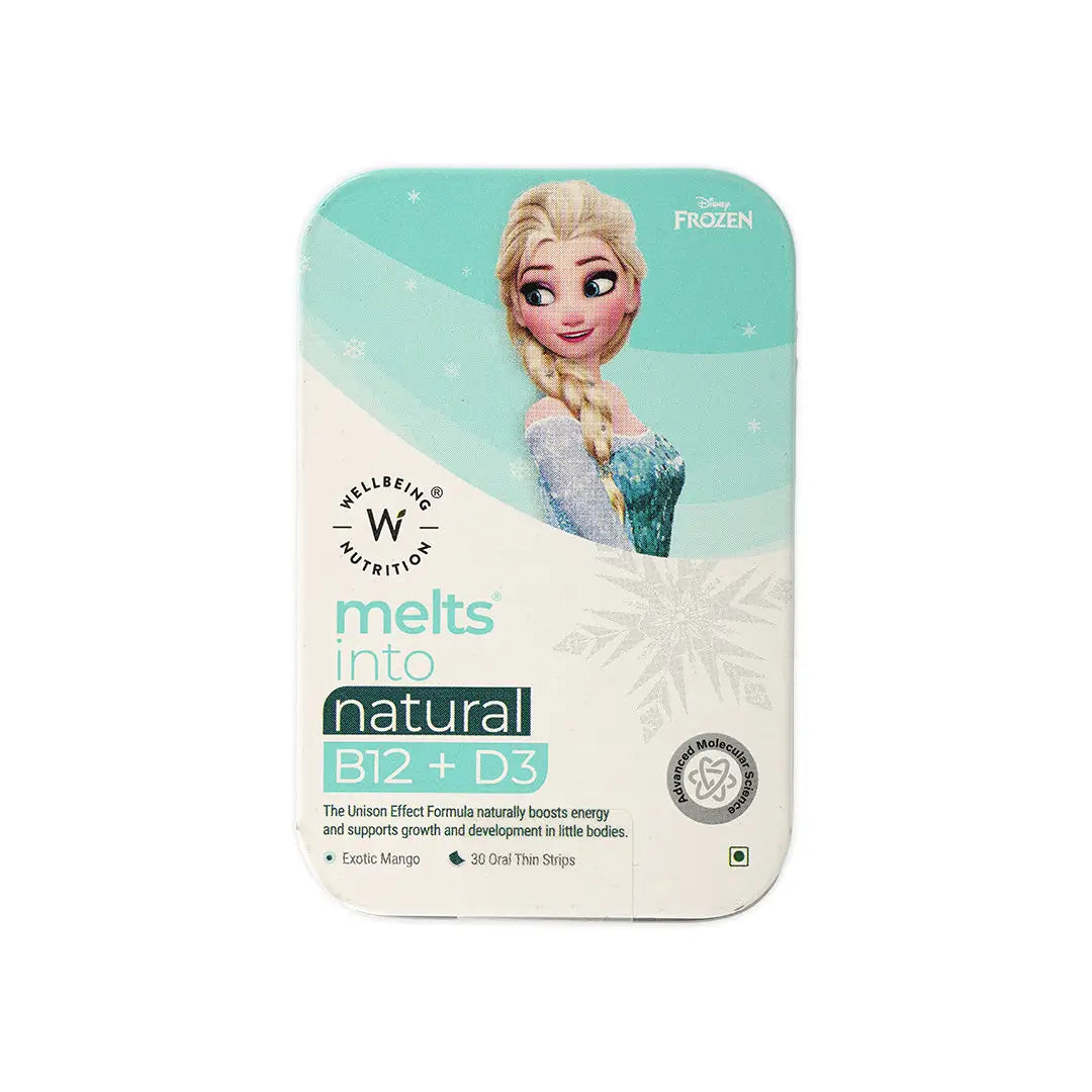 55044-Wellbeing Melts Into Kids Natural B12 + D3 30 Strips-Girl +1