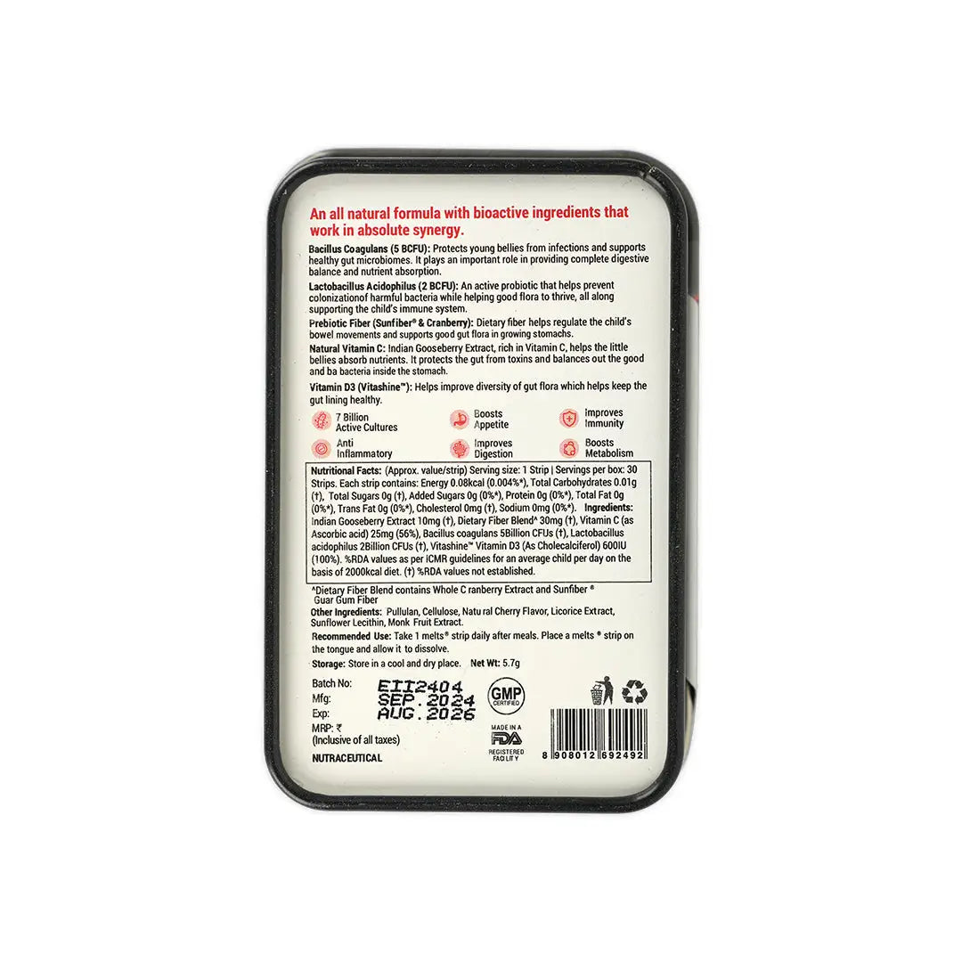 Wellbeing Melts Into Kids Active Probiotic 30 Strips-Boys