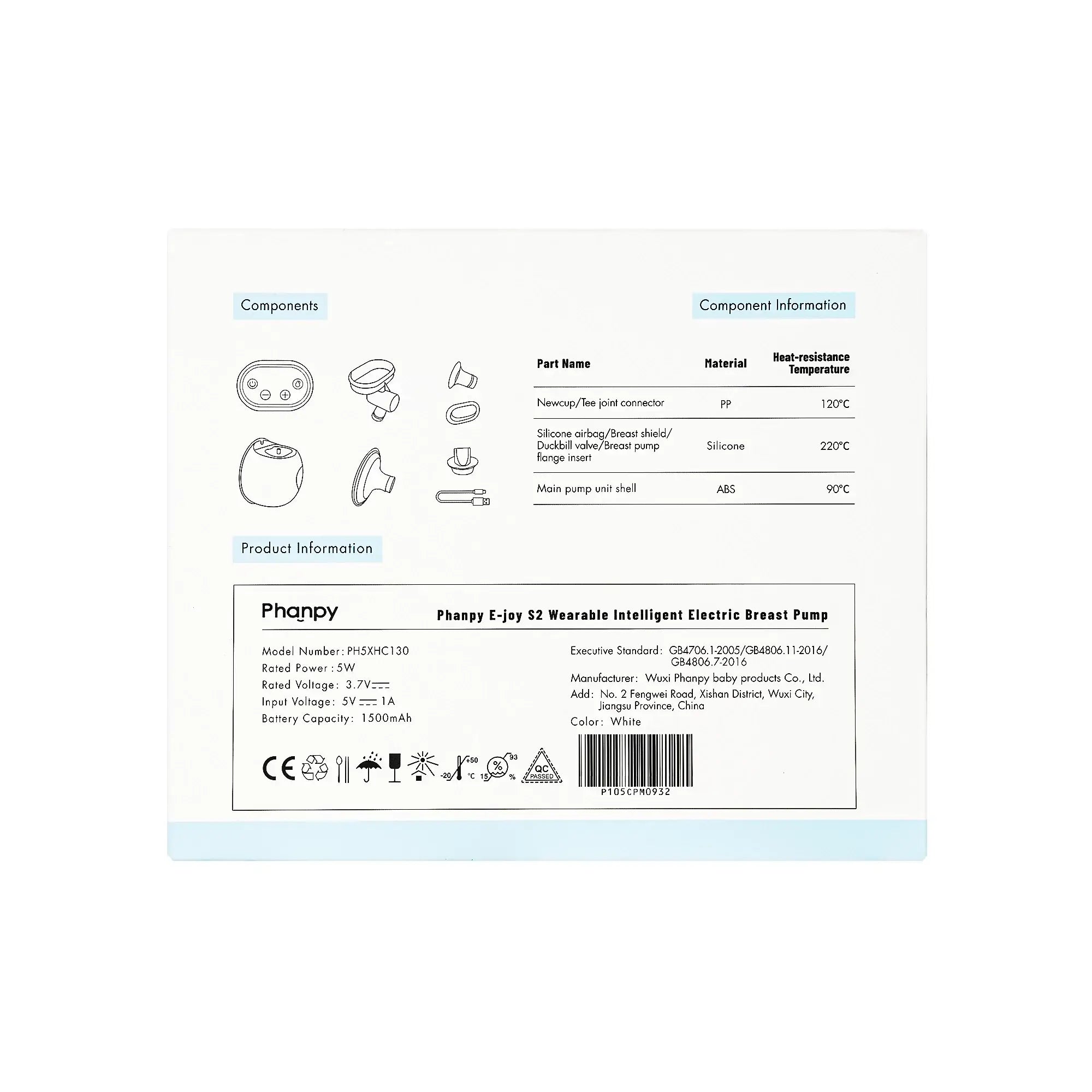 Phanpy E-Joy-S2 Wearable Electric Breast Pump
