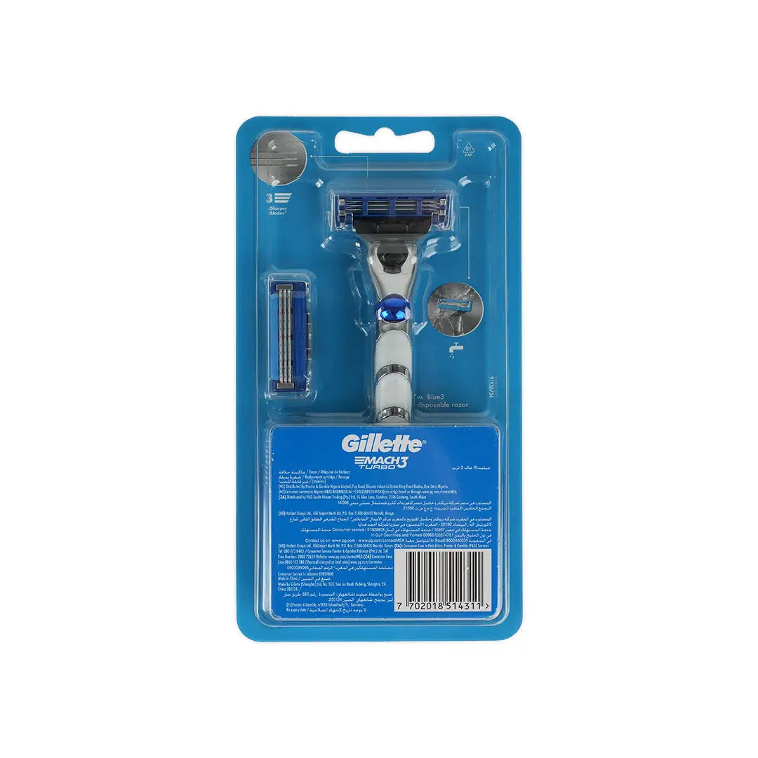 Gillette Mach3 Turbo 1Handle+2Blades-4311