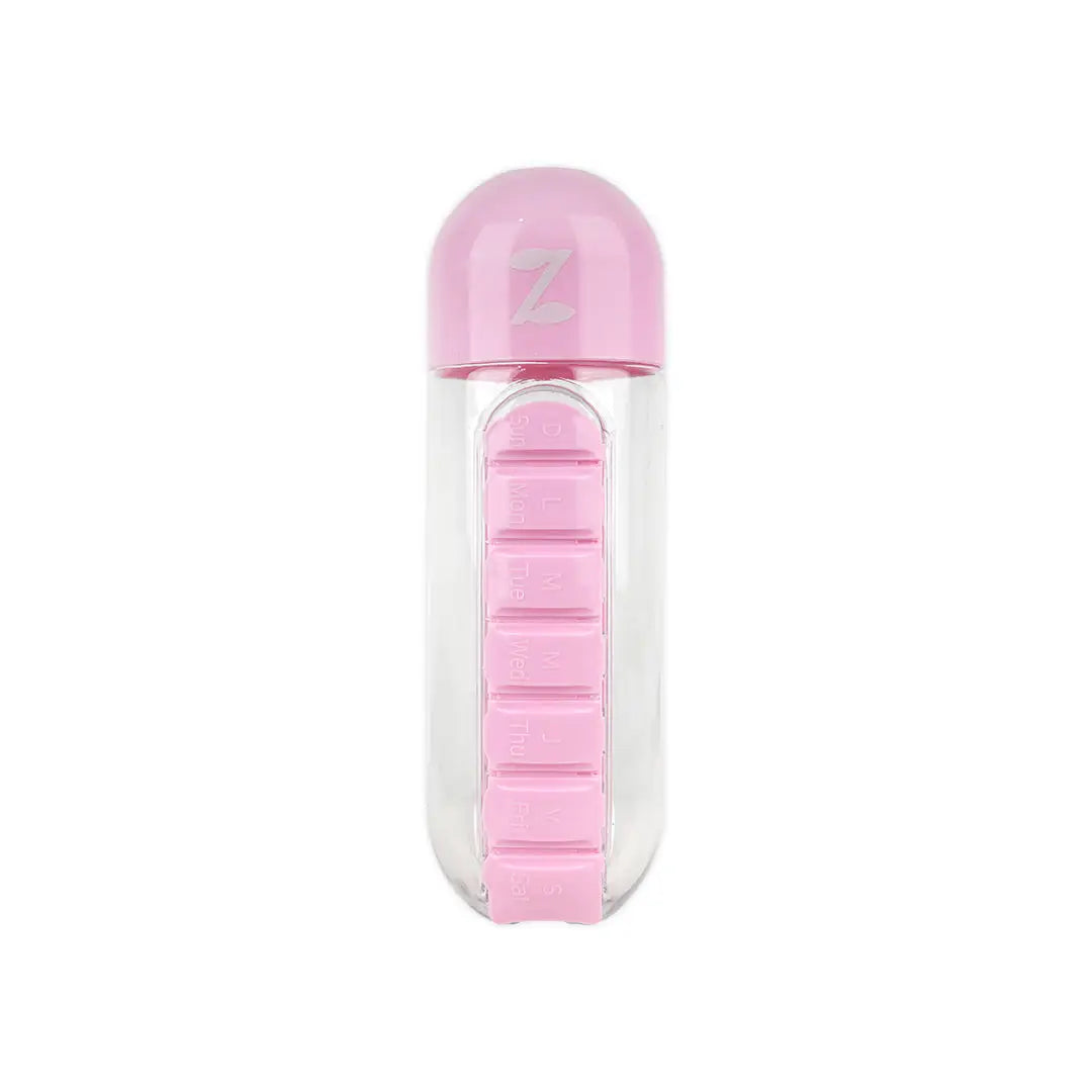 Pharmazone Pill & Vitamin Organizer Water Bottle 600ml-Pink