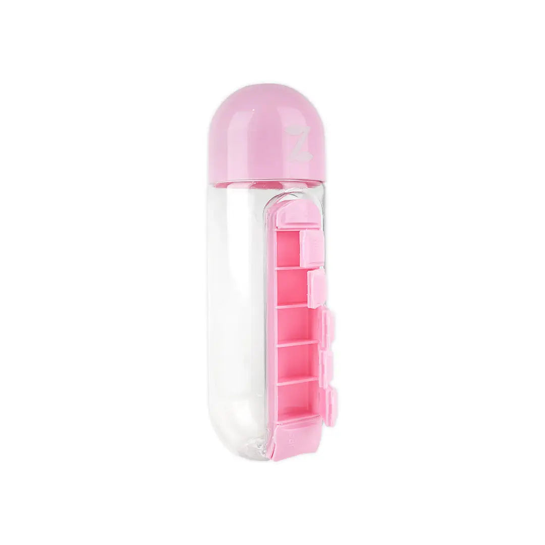 55248-Pharmazone Pill & Vitamin Organizer Water Bottle 600ml-Pink +1
