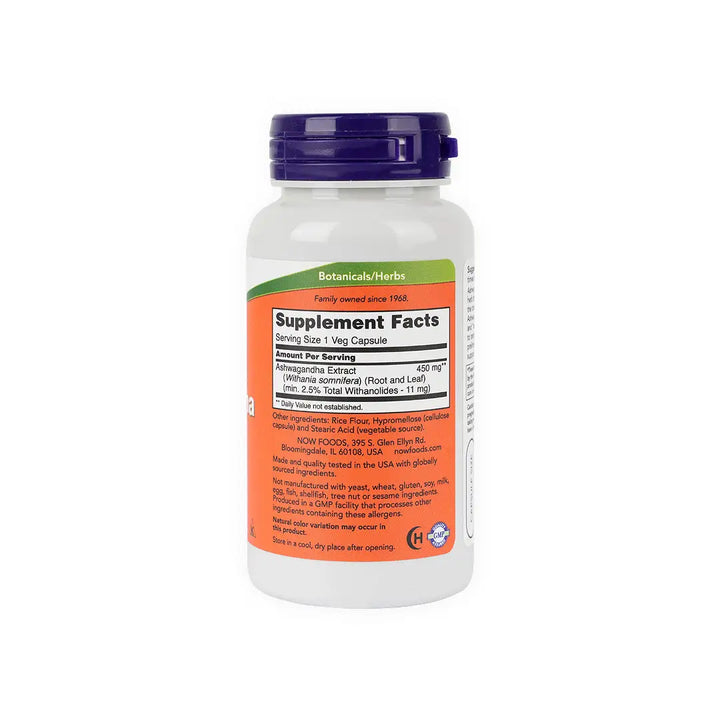 55256-NOW Ashwagandha 450mg 90Veg Caps +1