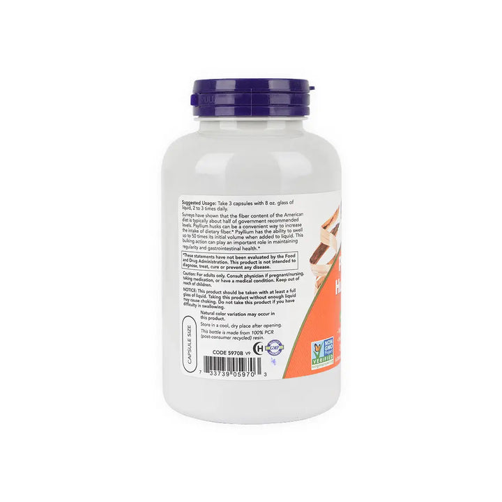 55258-NOW Psyllium Husk 500mg 200Veg Caps +2