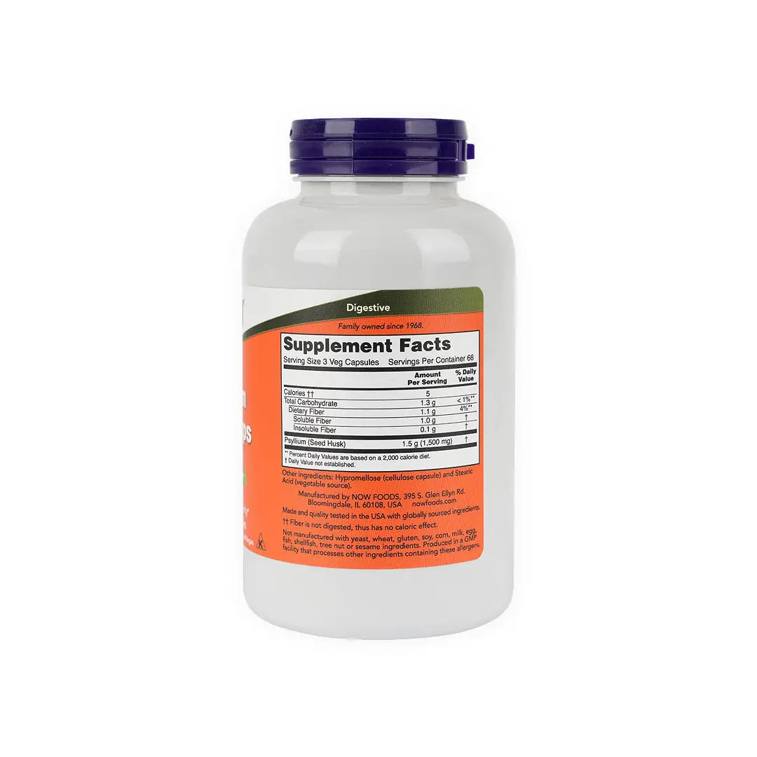 55258-NOW Psyllium Husk 500mg 200Veg Caps +1