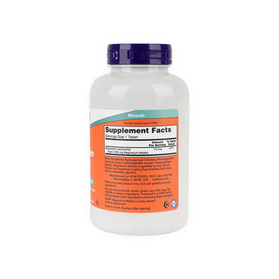 Now Magnesium Malate 1000 Mg 180 Tabs
