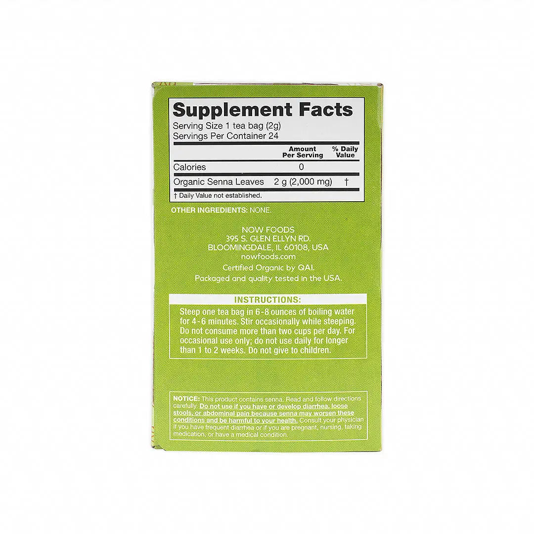 Now Tea Organic Senna Caffeine 24Tea Bags