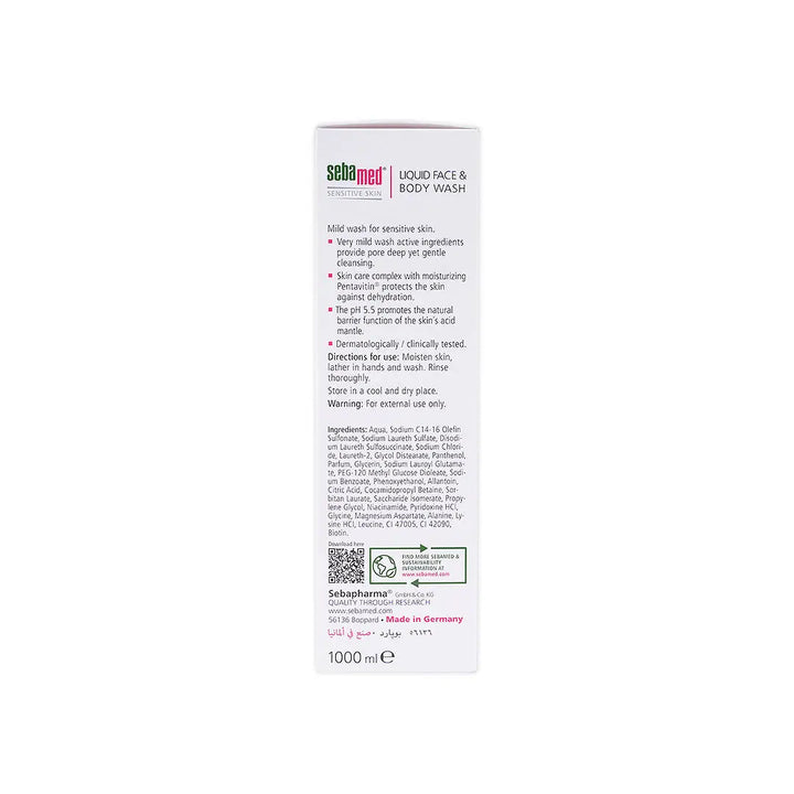 55277-Sebamed Sensitive Skin Face &amp; Body Wash 1000ml +4